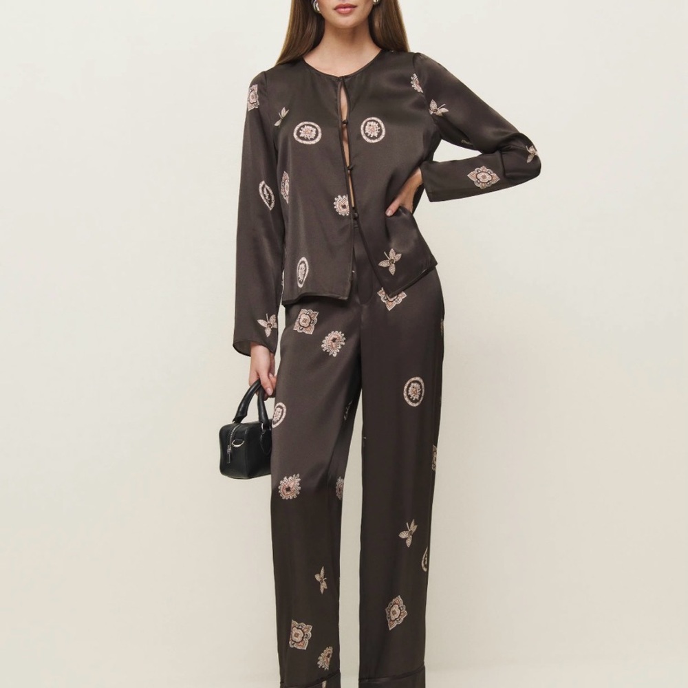 Reformation Eloise Silk Two Piece Set in Palace